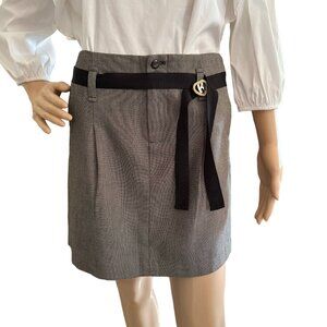 Gap Womens Size XS Mini Skirt Brown Tweed with Black Ribbon Belt